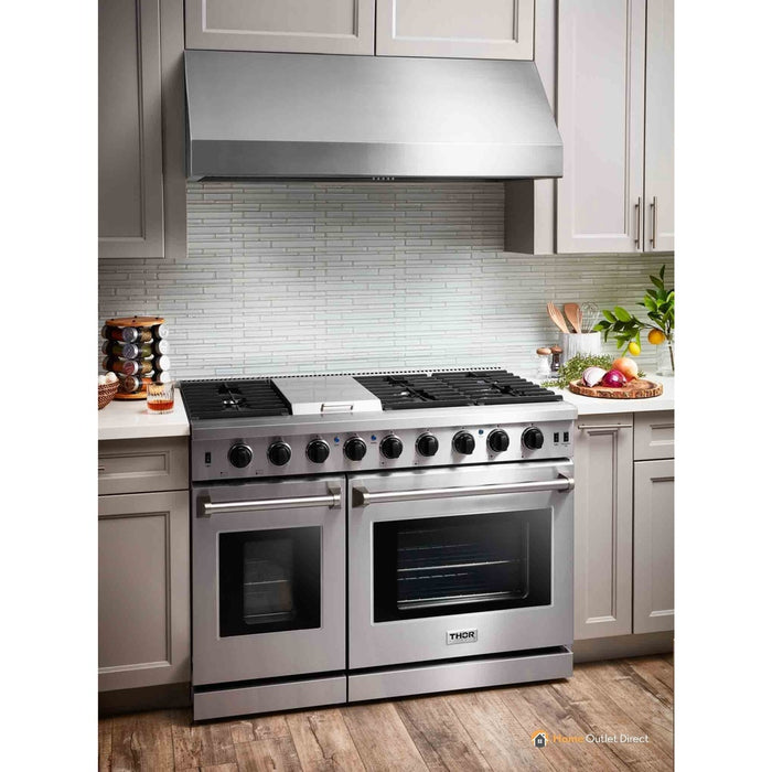 Thor Kitchen 48-Inch 6.8 cu. ft. Double Oven Gas Range in Stainless Steel (LRG4807U)