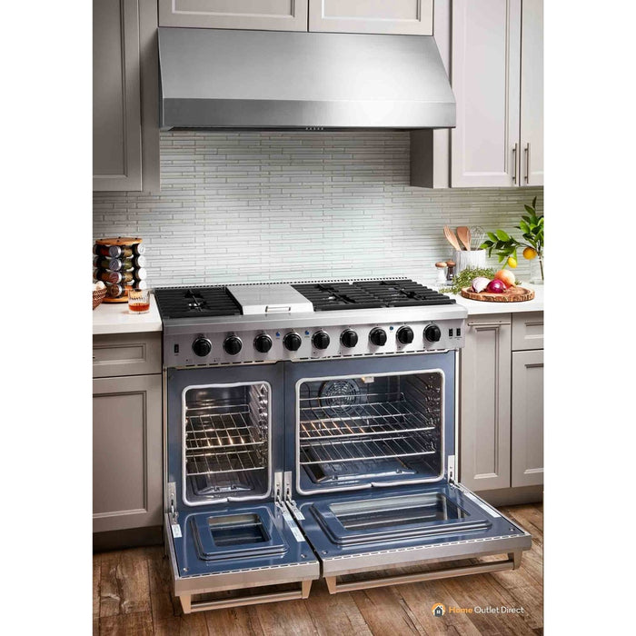 Thor Kitchen 48-Inch 6.8 cu. ft. Double Oven Gas Range in Stainless Steel (LRG4807U)