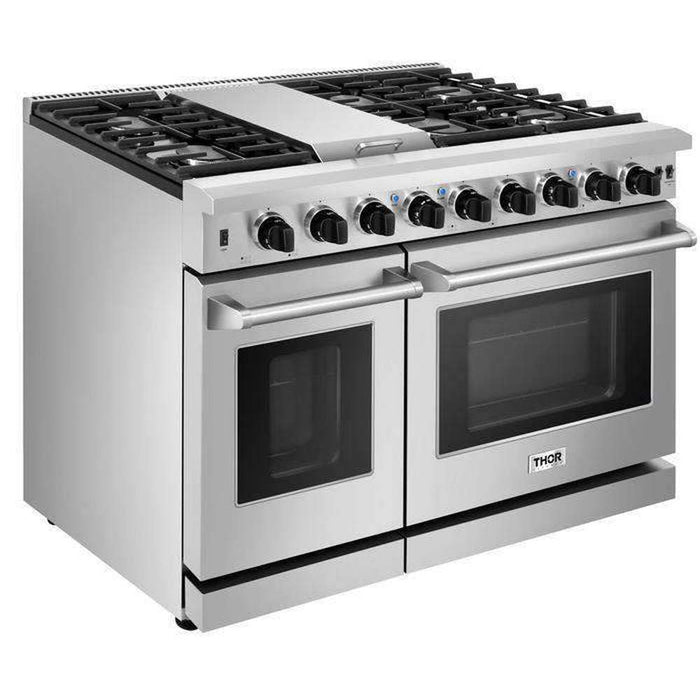 Thor Kitchen 48-Inch 6.8 cu. ft. Double Oven Gas Range in Stainless Steel (LRG4807U)