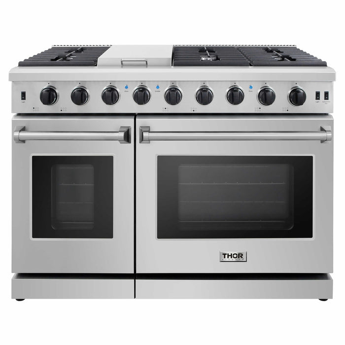 Thor Kitchen 48-Inch 6.8 cu. ft. Double Oven Gas Range in Stainless Steel (LRG4807U)