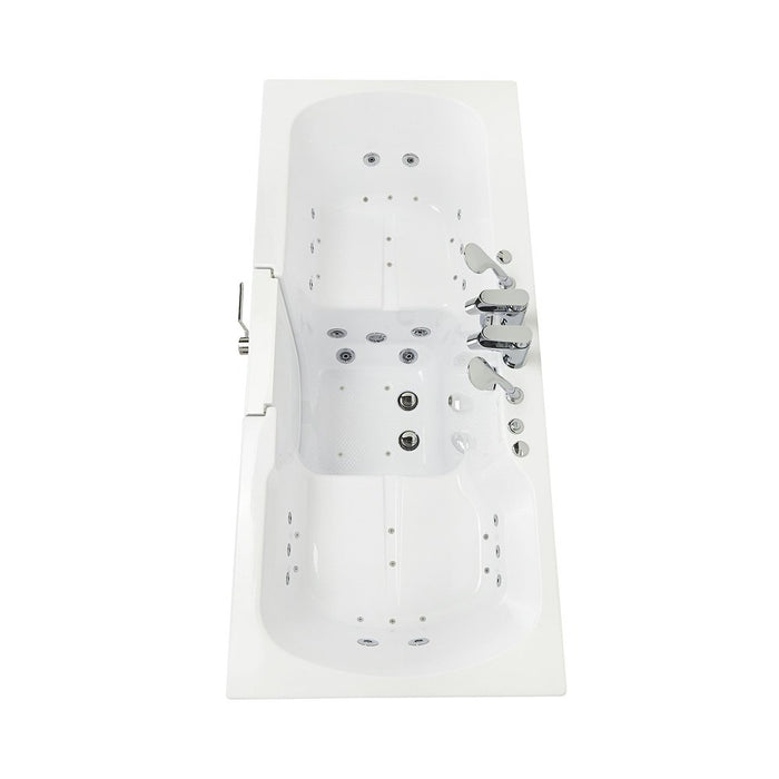 Ella's Bubbles's Bubbles Big4Two 36"x80" Hydro + Air Massage w/ Independent Foot Massage Acrylic Two Seat Walk-In-Bathtub, Left Outswing Door, 2x2 Piece Fast Fill Faucet, 2" Dual Drain