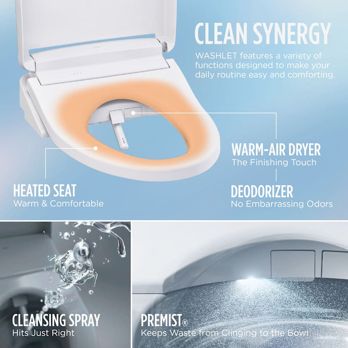 TOTO Washlet+ Aquia IV One-piece Elongated Dual Flush 1.28 And 0.9 GPF Toilet And Washlet S5 Bidet Seat