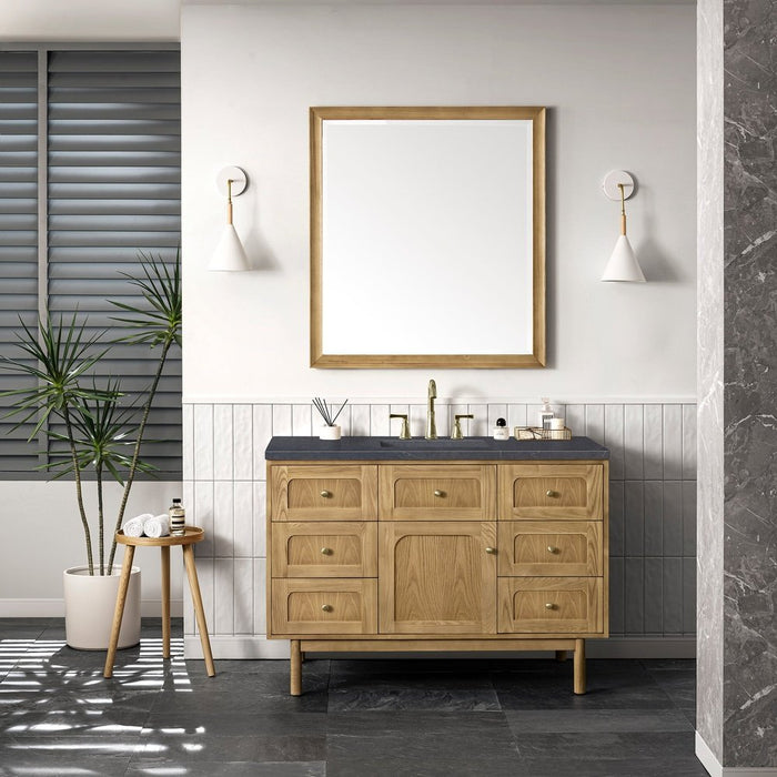 James Martin Vanities Laurent 48" Single Vanity, Light Natural Oak w/ 3 CM Charcoal Soapstone Top