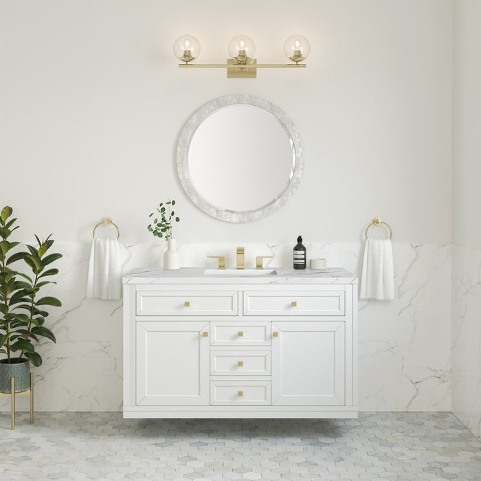 James Martin Vanities Chicago 48" Single Vanity, Glossy White w/ 3 CM Ethereal Noctis Top