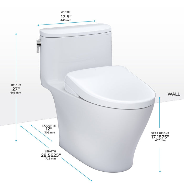 TOTO WASHLET+ Nexus One-Piece Toilet with Auto Flush S7A Bidet Seat, Cotton White