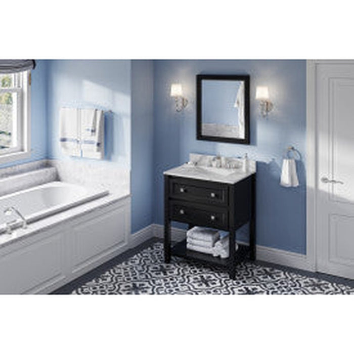 Jeffrey Alexander 30" Hale Blue Adler Vanity, Calacatta Vienna Quartz Vanity Top, undermount rectangle bowl