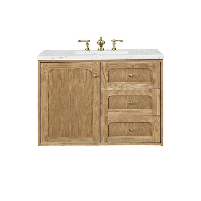 James Martin Vanities Laurent 36" Single Vanity, Light Natural Oak w/ 3 CM Ethereal Noctis Top