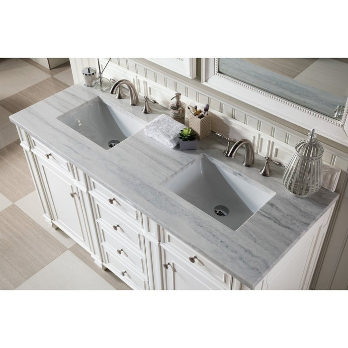 James Martin Vanities Bristol 60" Double Vanity, Bright White w/ 3 CM Top