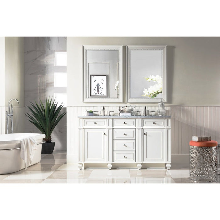 James Martin Vanities Bristol 60" Double Vanity, Bright White w/ 3 CM Top