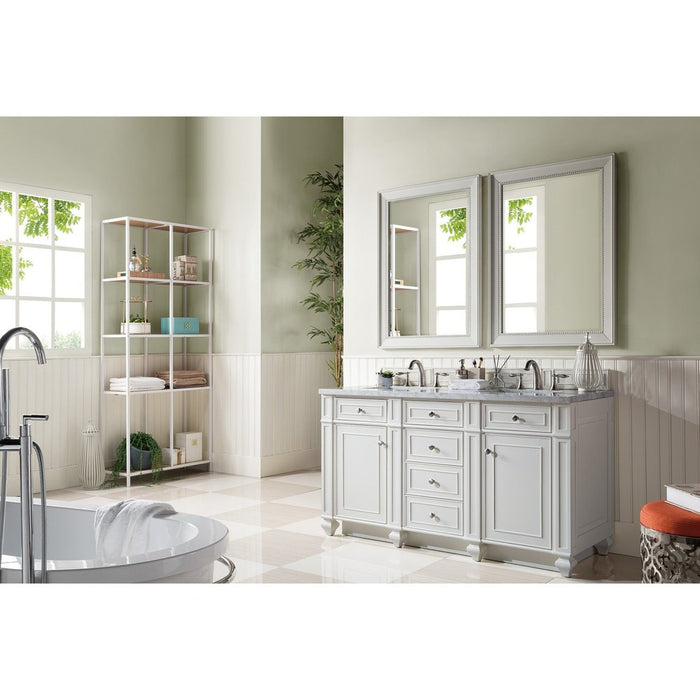 James Martin Vanities Bristol 60" Double Vanity, Bright White w/ 3 CM Top