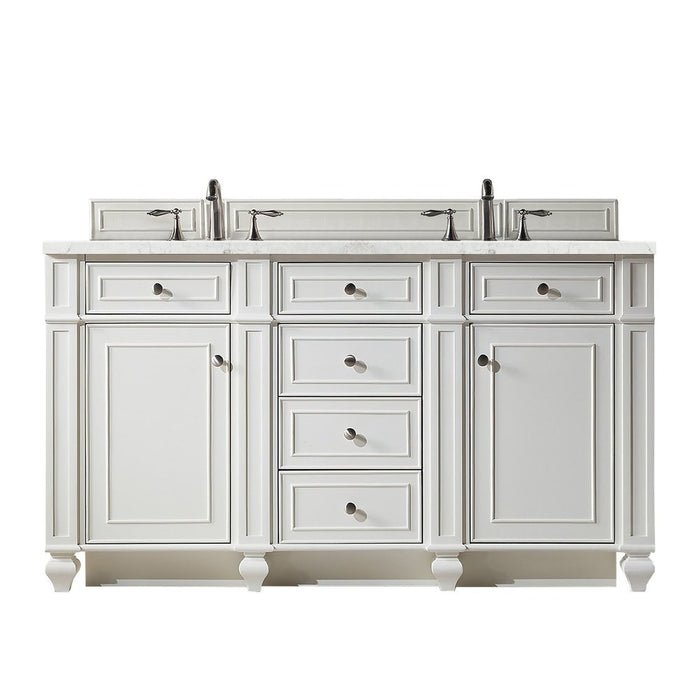 James Martin Vanities Bristol 60" Double Vanity, Bright White w/ 3 CM Top