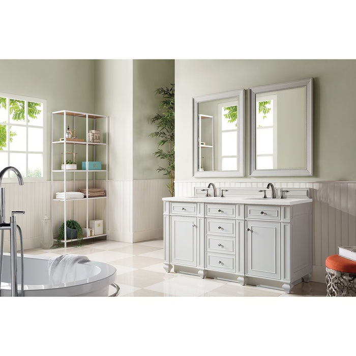 James Martin Vanities Bristol 60" Double Vanity, Bright White w/ 3 CM Top