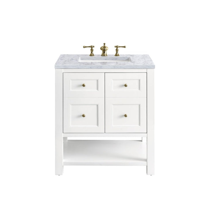 James Martin Vanities Breckenridge 30" Single Vanity, Bright White w/ 3 CM Top