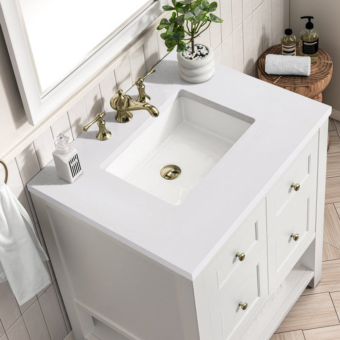 James Martin Vanities Breckenridge 30" Single Vanity, Bright White w/ 3 CM Top