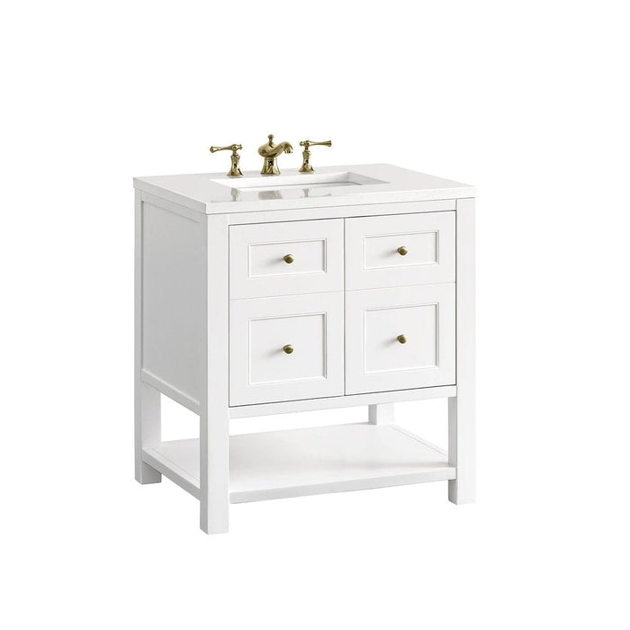 James Martin Vanities Breckenridge 30" Single Vanity, Bright White w/ 3 CM Top