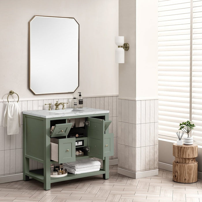 James Martin Vanities Breckenridge 36" Single Vanity, Smokey Celadon w/ 3 CM Top