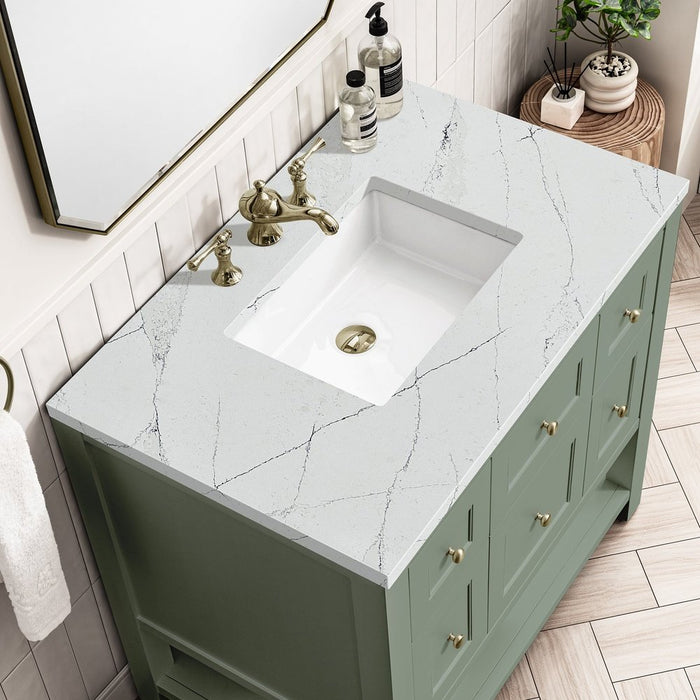 James Martin Vanities Breckenridge 36" Single Vanity, Smokey Celadon w/ 3 CM Top