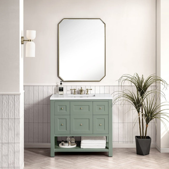 James Martin Vanities Breckenridge 36" Single Vanity, Smokey Celadon w/ 3 CM Top