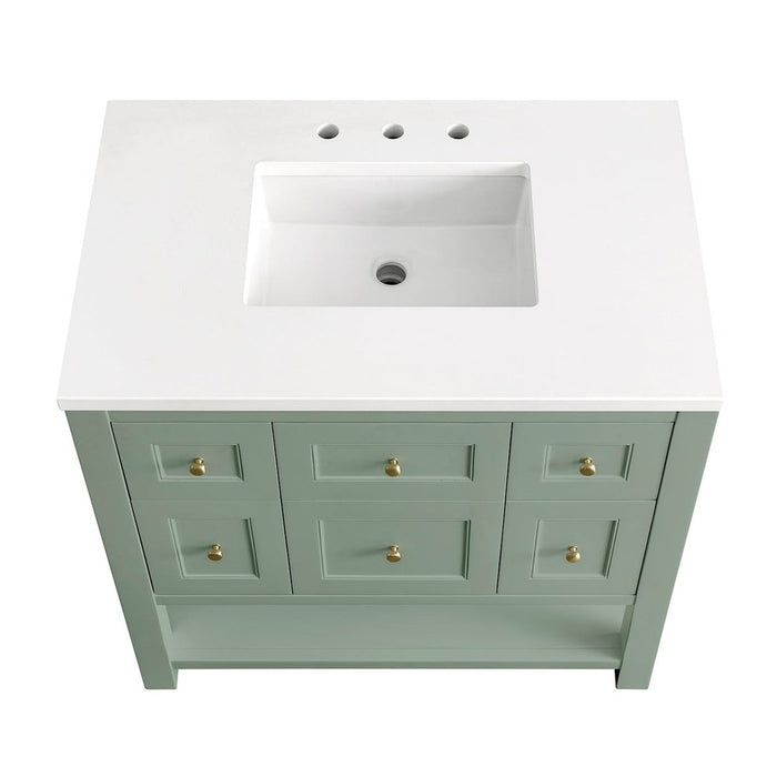 James Martin Vanities Breckenridge 36" Single Vanity, Smokey Celadon w/ 3 CM Top