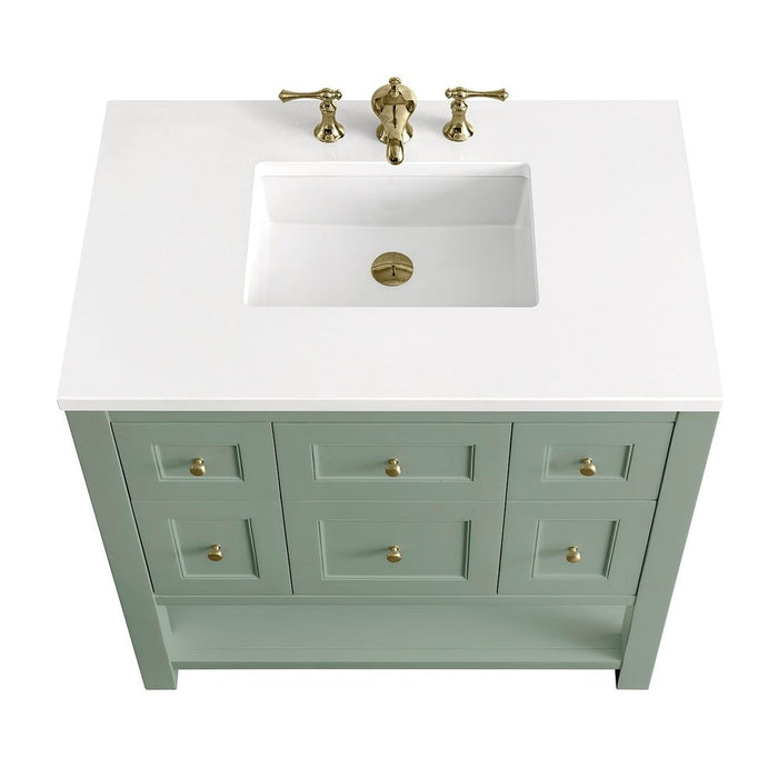 James Martin Vanities Breckenridge 36" Single Vanity, Smokey Celadon w/ 3 CM Top