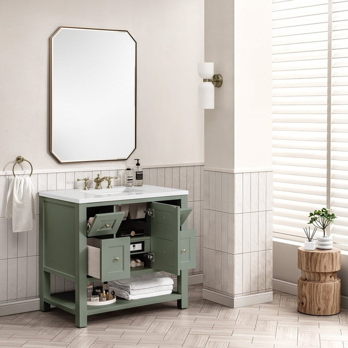 James Martin Vanities Breckenridge 36" Single Vanity, Smokey Celadon w/ 3 CM Top