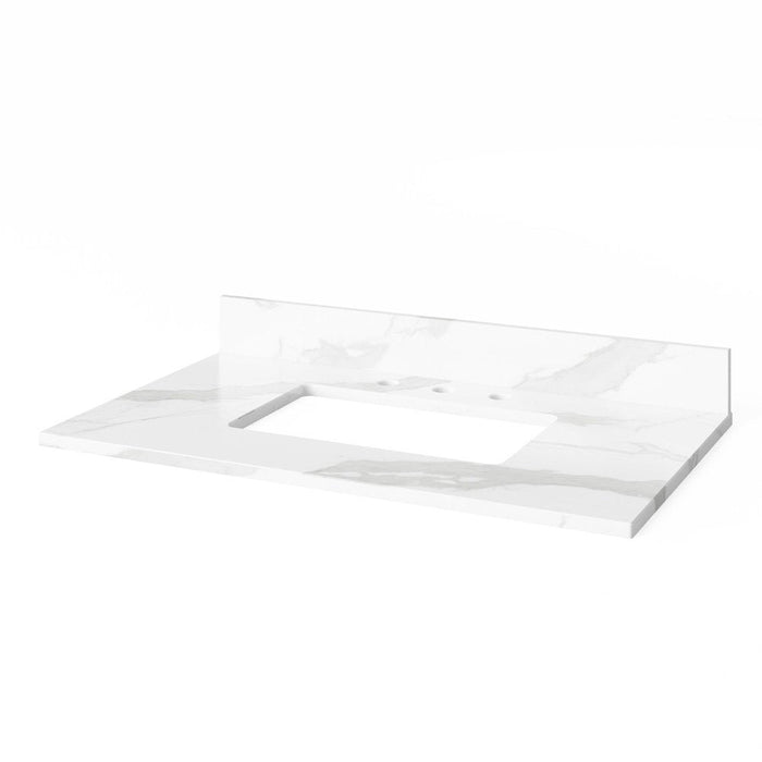 Jeffrey Alexander 36" White Adler Vanity, Calacatta Vienna Quartz Vanity Top, undermount rectangle bowl