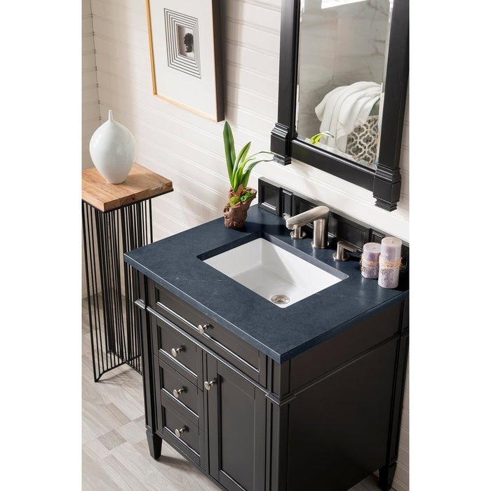 James Martin Vanities Brittany 30" Single Vanity, Black Onyx w/ 3 CM Top