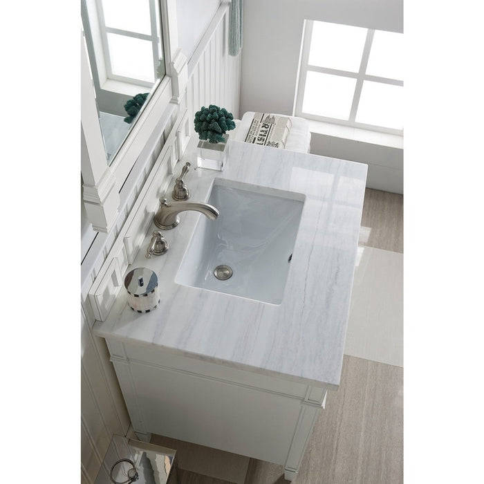 James Martin Vanities Brittany 30" Single Vanity, Bright White w/ 3 CM Top