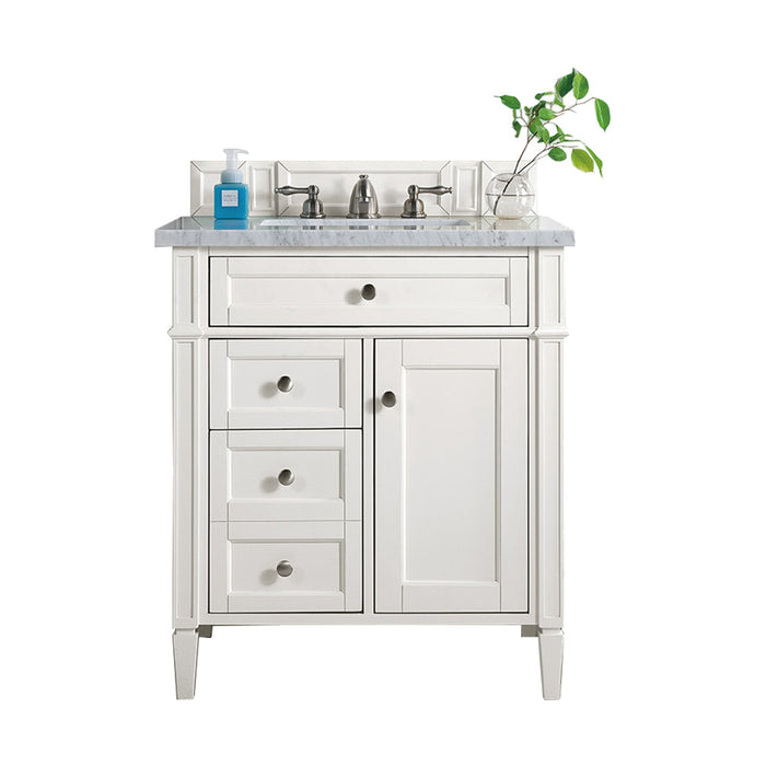 James Martin Vanities Brittany 30" Single Vanity, Bright White w/ 3 CM Top