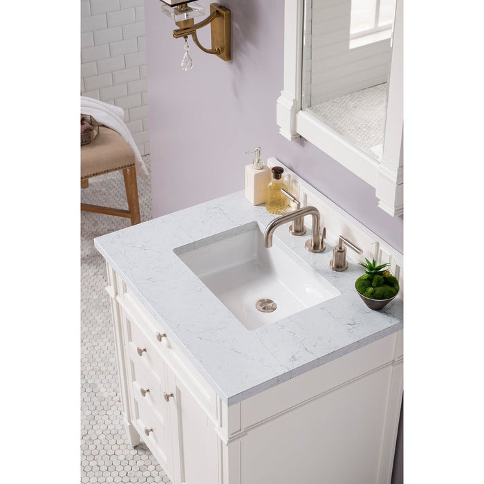 James Martin Vanities Brittany 30" Single Vanity, Bright White w/ 3 CM Top