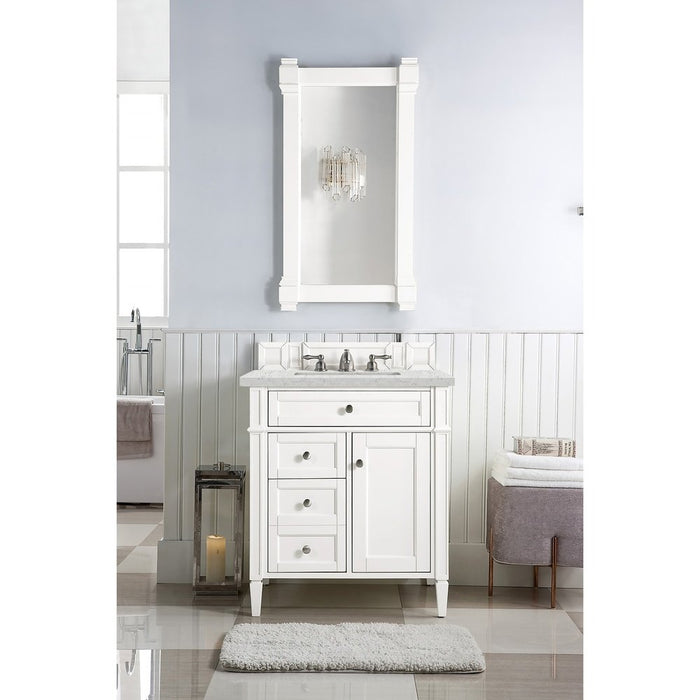 James Martin Vanities Brittany 30" Single Vanity, Bright White w/ 3 CM Top