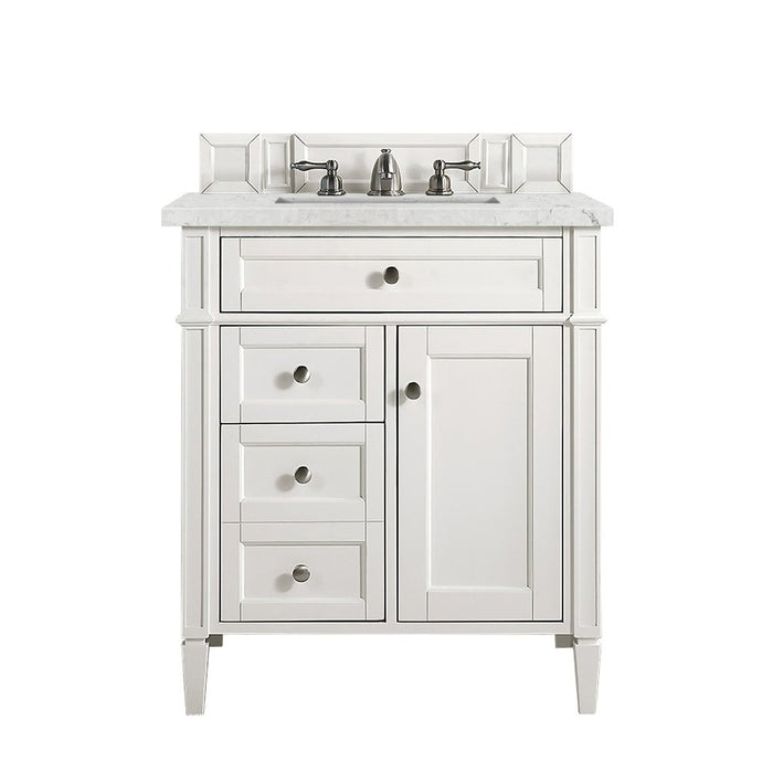 James Martin Vanities Brittany 30" Single Vanity, Bright White w/ 3 CM Top