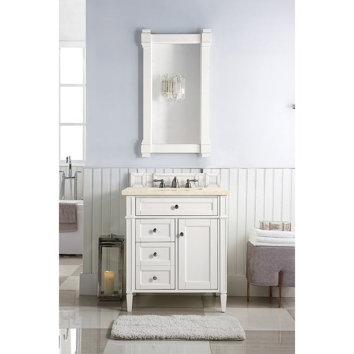 James Martin Vanities Brittany 30" Single Vanity, Bright White w/ 3 CM Top