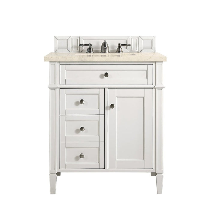 James Martin Vanities Brittany 30" Single Vanity, Bright White w/ 3 CM Top