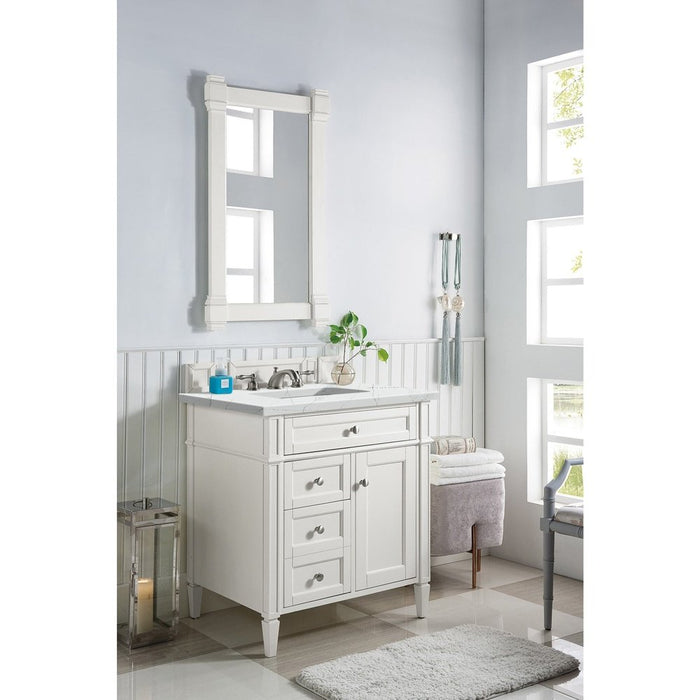 James Martin Vanities Brittany 30" Single Vanity, Bright White w/ 3 CM Top