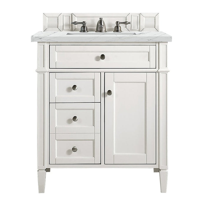 James Martin Vanities Brittany 30" Single Vanity, Bright White w/ 3 CM Top