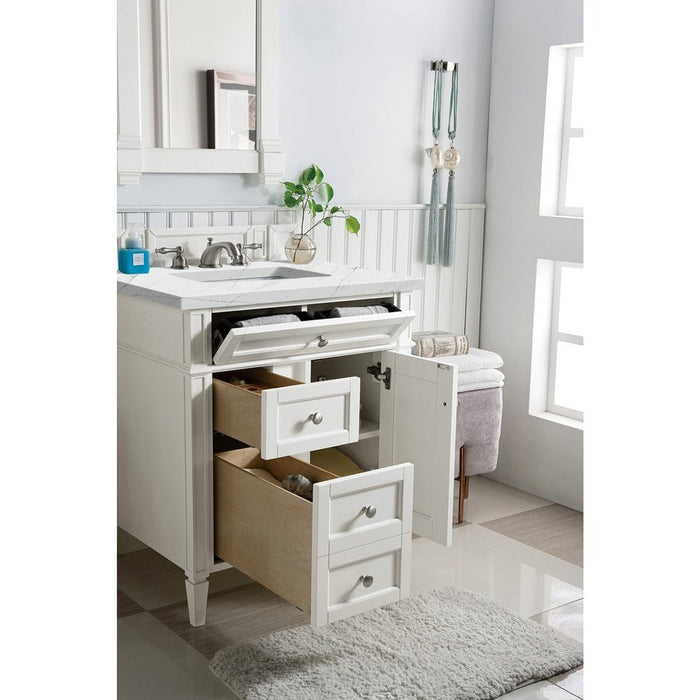 James Martin Vanities Brittany 30" Single Vanity, Bright White w/ 3 CM Top