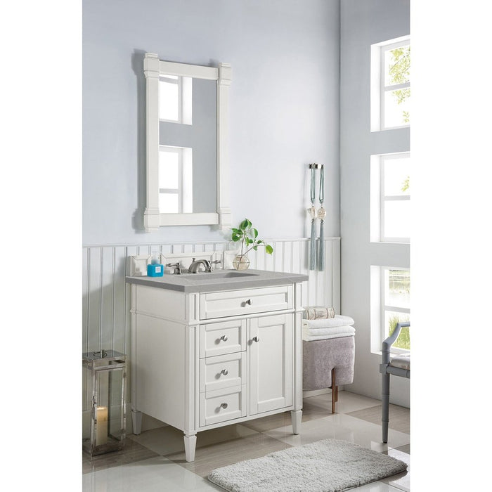 James Martin Vanities Brittany 30" Single Vanity, Bright White w/ 3 CM Top