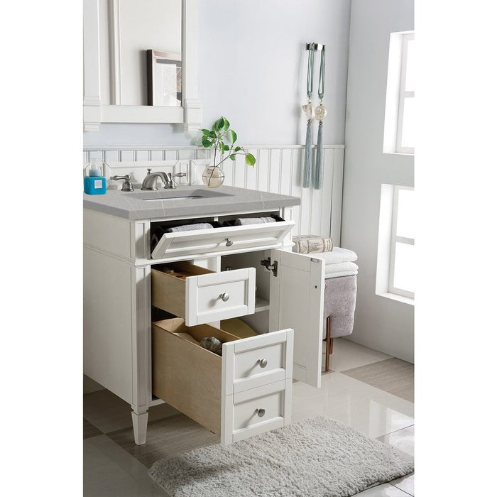 James Martin Vanities Brittany 30" Single Vanity, Bright White w/ 3 CM Top