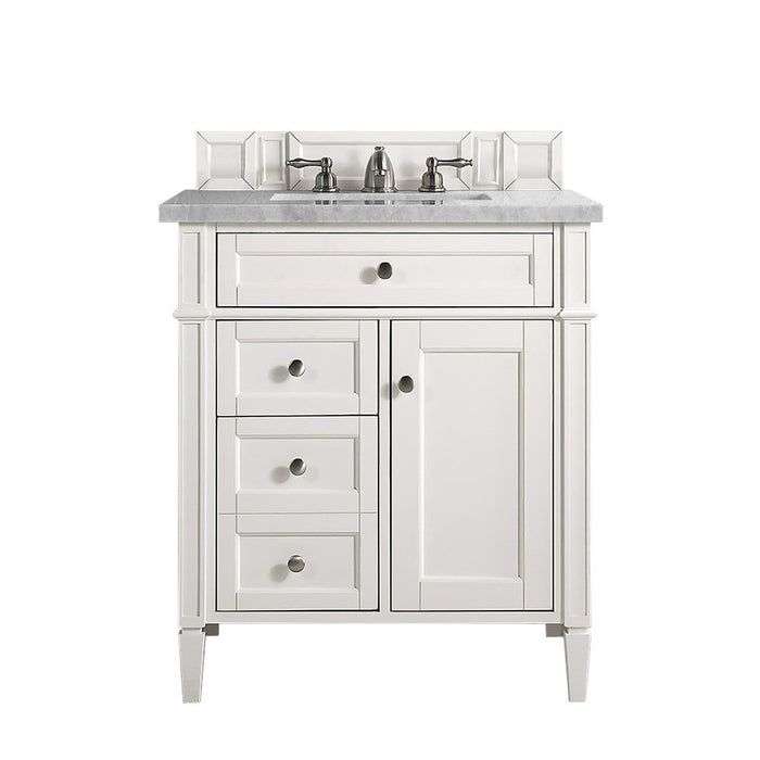 James Martin Vanities Brittany 30" Single Vanity, Bright White w/ 3 CM Top