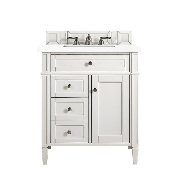 James Martin Vanities Brittany 30" Single Vanity, Bright White w/ 3 CM Top