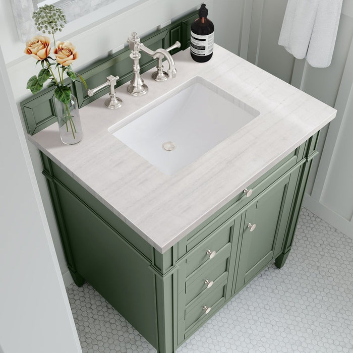 James Martin Vanities Brittany 30" Single Vanity, Smokey Celadon w/ 3 CM Top