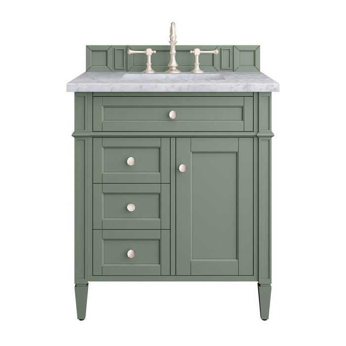 James Martin Vanities Brittany 30" Single Vanity, Smokey Celadon w/ 3 CM Top