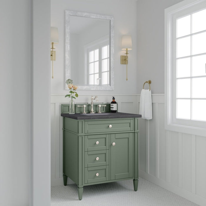 James Martin Vanities Brittany 30" Single Vanity, Smokey Celadon w/ 3 CM Top