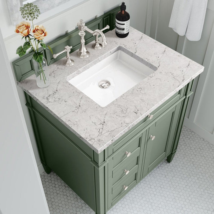 James Martin Vanities Brittany 30" Single Vanity, Smokey Celadon w/ 3 CM Top