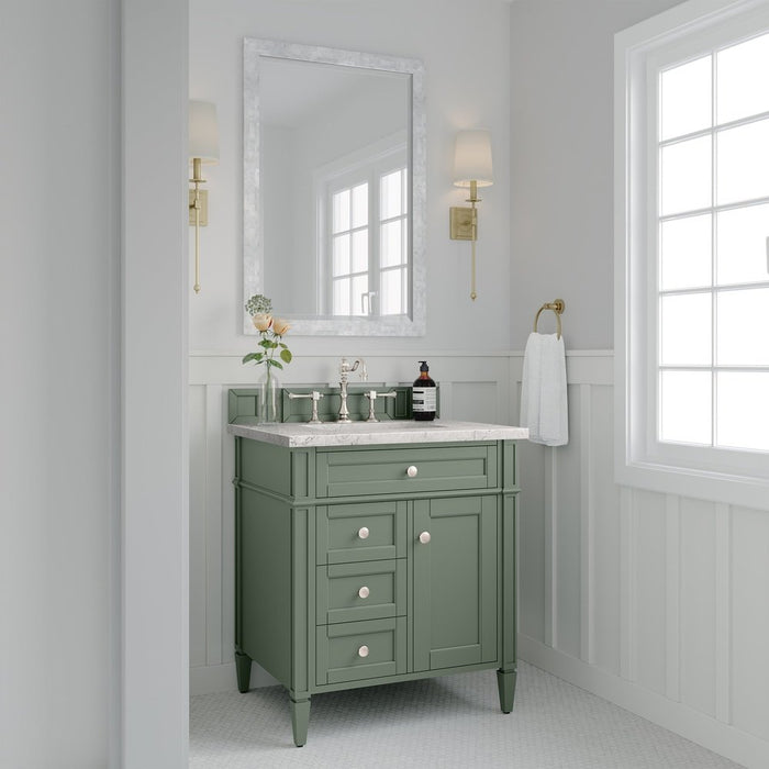 James Martin Vanities Brittany 30" Single Vanity, Smokey Celadon w/ 3 CM Top