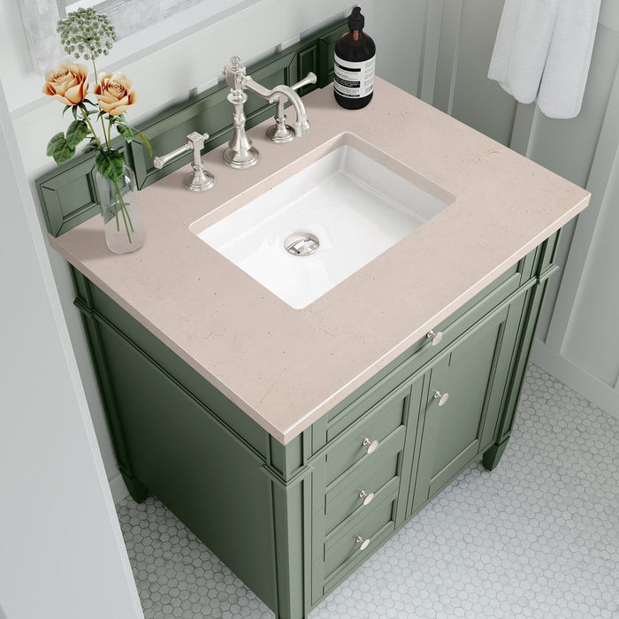 James Martin Vanities Brittany 30" Single Vanity, Smokey Celadon w/ 3 CM Top