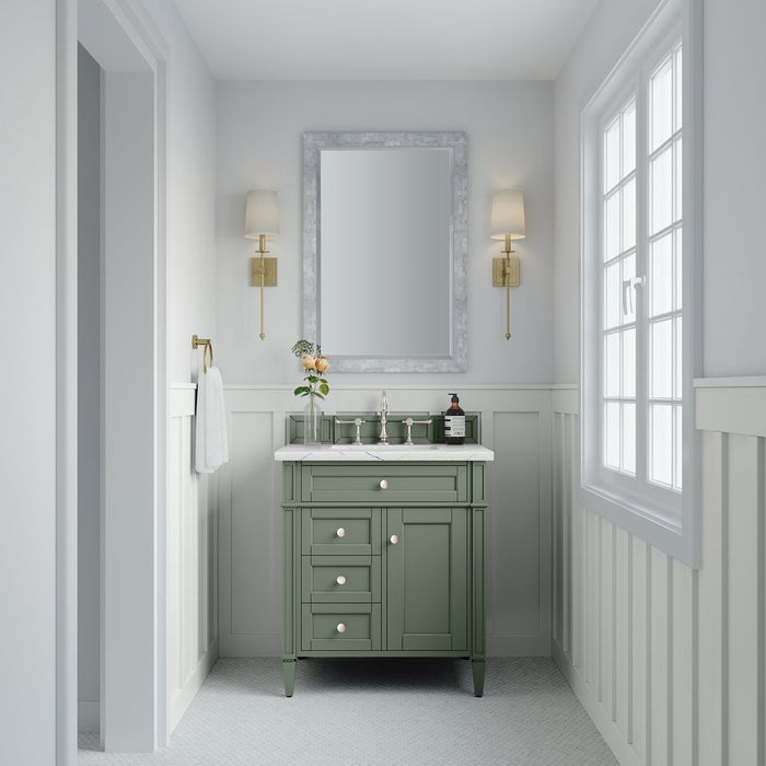 James Martin Vanities Brittany 30" Single Vanity, Smokey Celadon w/ 3 CM Top