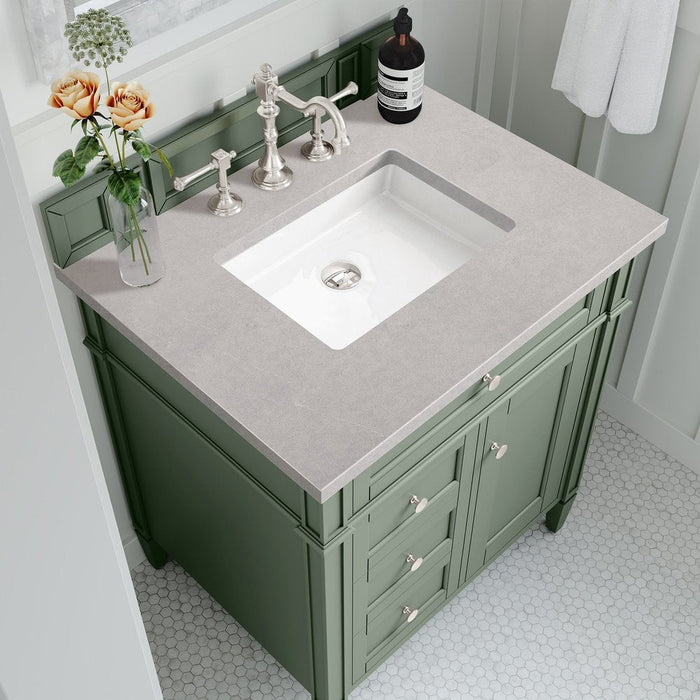 James Martin Vanities Brittany 30" Single Vanity, Smokey Celadon w/ 3 CM Top