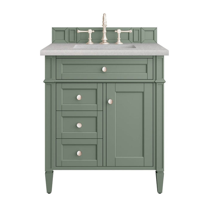 James Martin Vanities Brittany 30" Single Vanity, Smokey Celadon w/ 3 CM Top